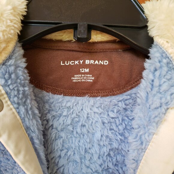 BNWT LUCKY BRAND fuzzy faux fur cozy colorblock onesie (12M) - Picture 3 of 5